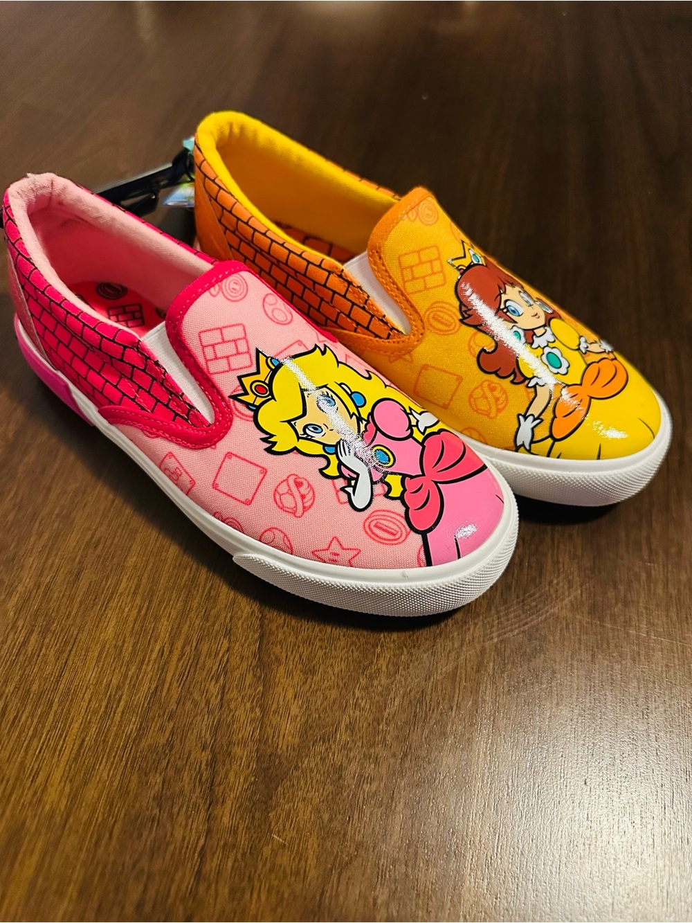 Kids Slip-On Character Sneakers in Pink and Orange